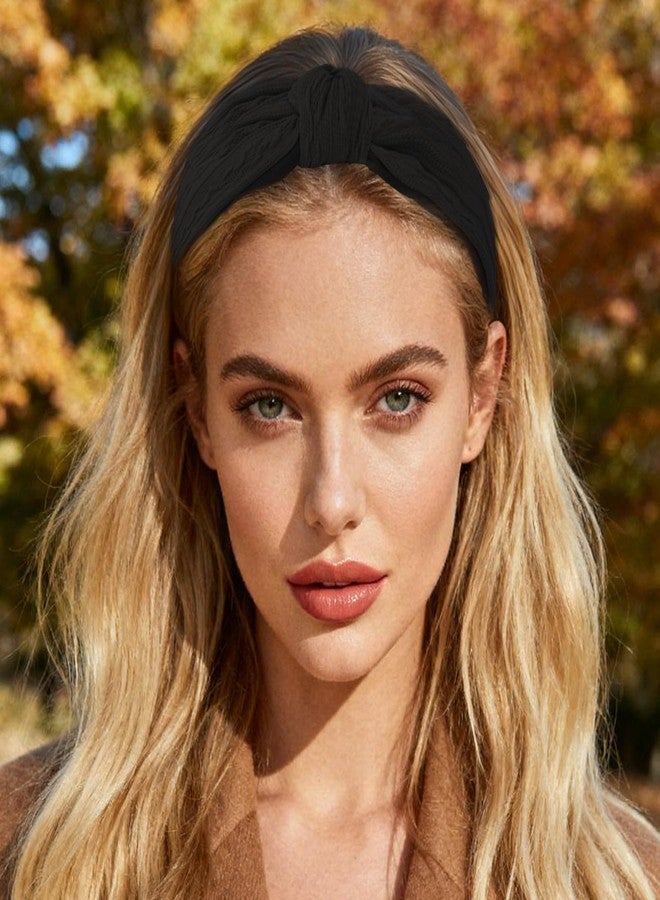 Ondder Top Knot Headband for Women Black Fabric Non Slip Fashion Wide Knotted Headbands Hair Accessories for Women Girls - Image 4